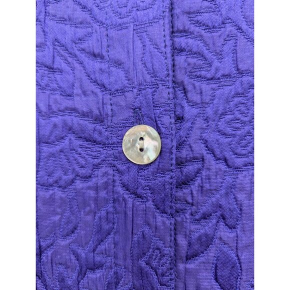 Chicos Quilted Button Up Shacket Womens XL (3) Floral Silk Blend Boho Purple - Picture 5 of 10